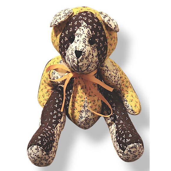 Vintage Quilted Stuffed 12" Teddy Bear Pearl Button Posable Arms Legs Animal - Picture 1 of 6